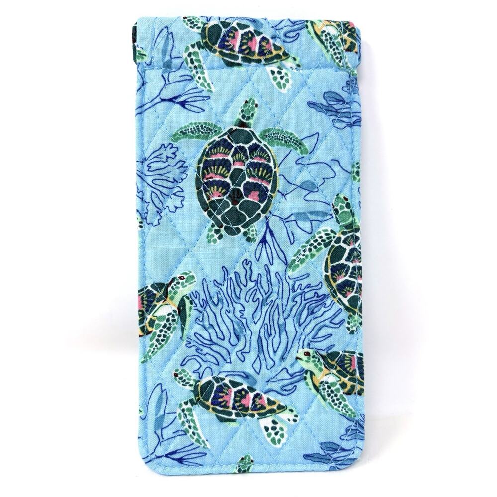 Vera Bradley Sea Turtle Coral Sunglasses Sleeve Case Ocean Beach Blue NWT
